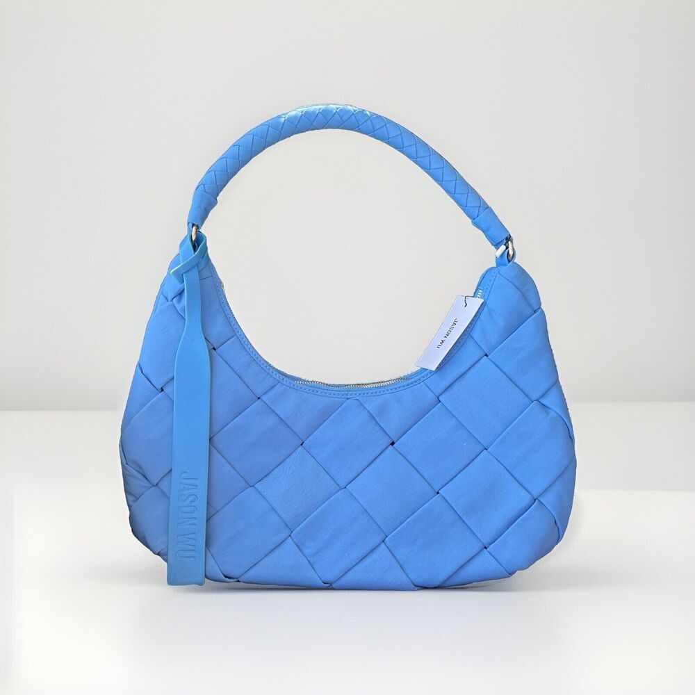 Jason‎ Wu Nylon Woven Hobo Shoulder Bag Vista Blue Half Moon Unique NWT $138